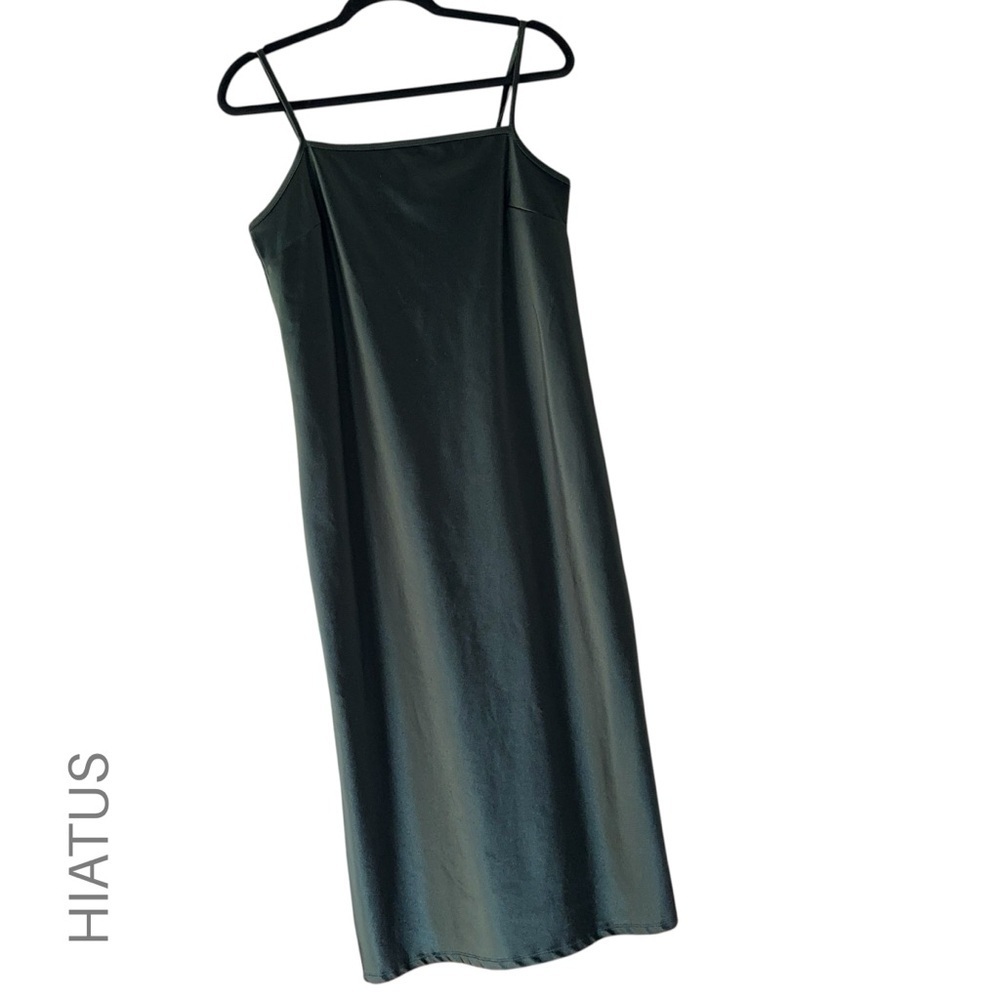 HIATUS NWOT SATIN SLIP DRESS MIDI DARK GREEN | MEDIUM